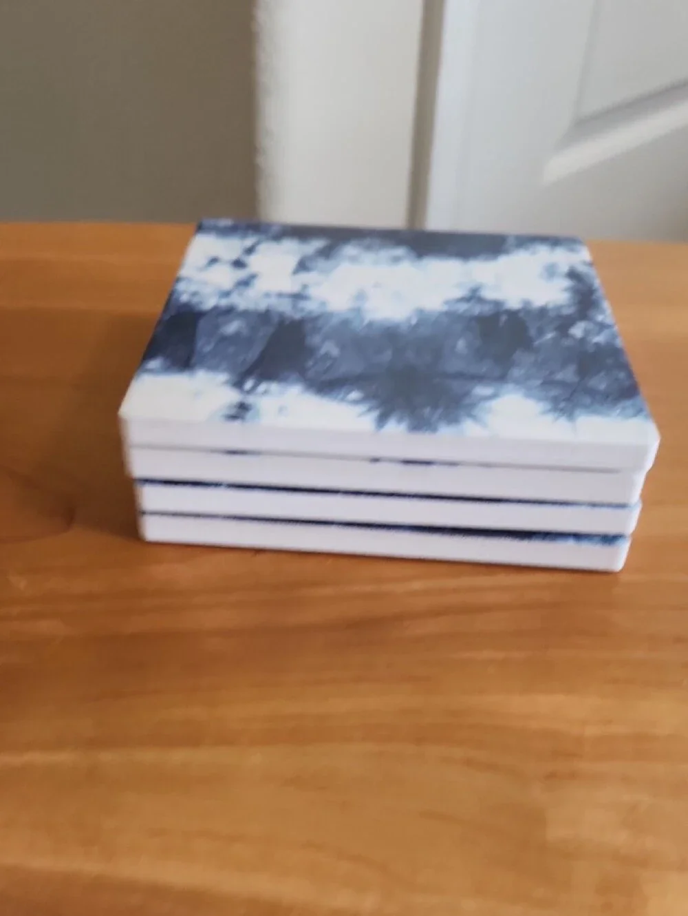 Set of 4 Blue and White Abstract Tile Coasters